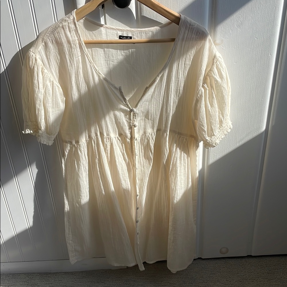 Women's Cream Button-Down Top